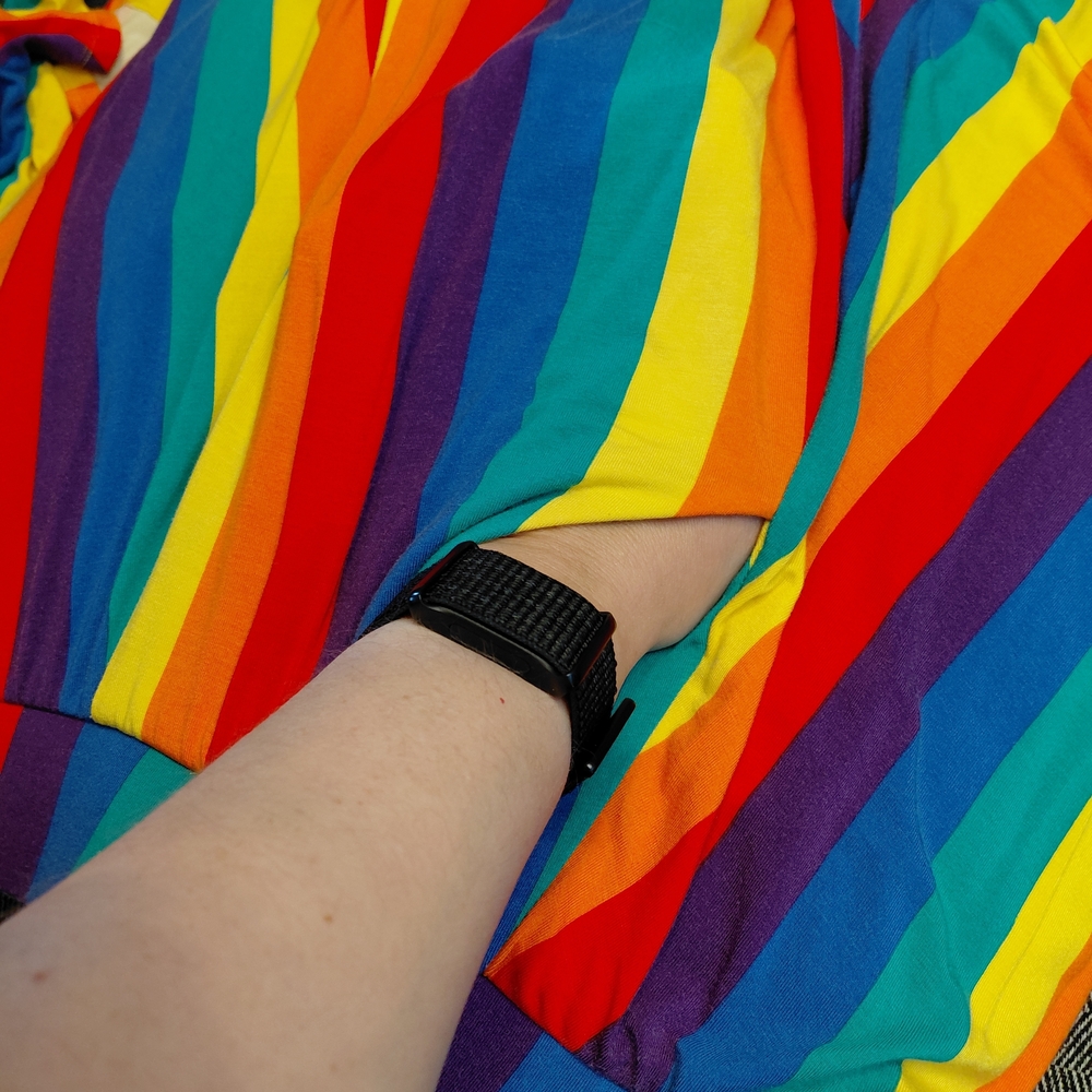 Torrid Rainbow Pride Striped Super Soft Knit Skirt, Shorts, Skort with pockets - Picture 7 of 16
